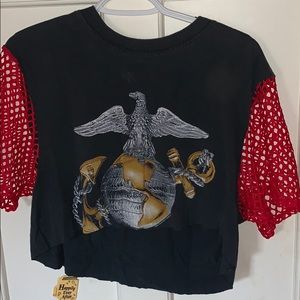Lf furst of a kind vintage mesh crop shirt